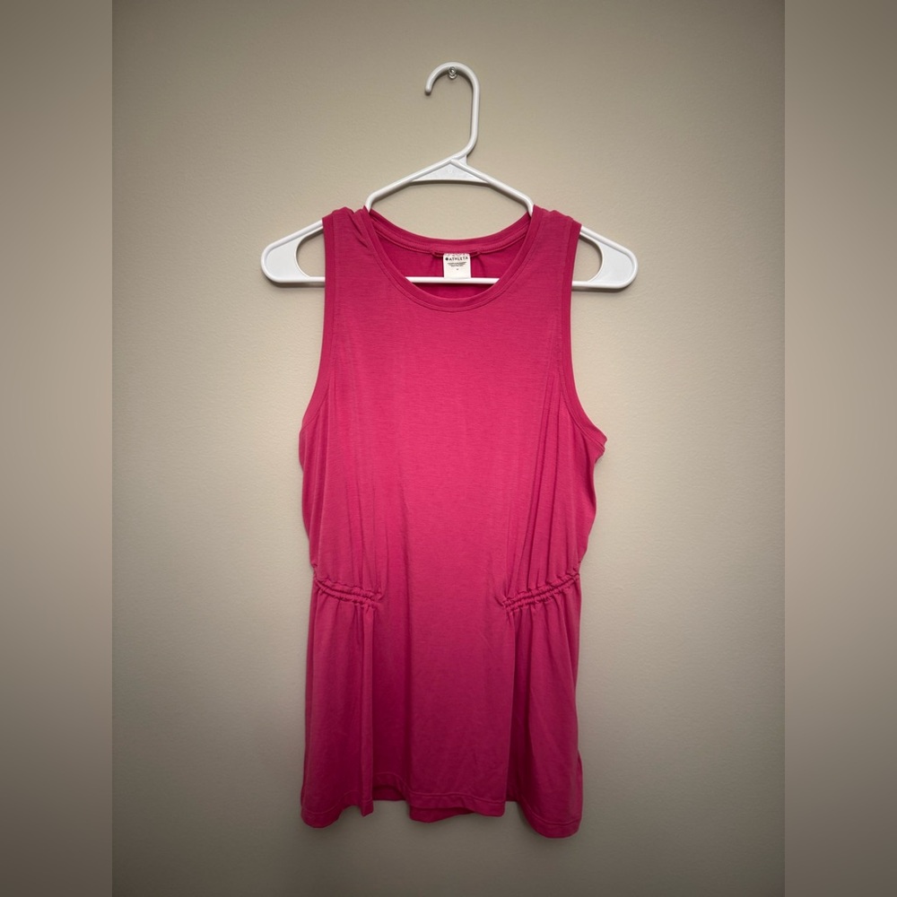 Athleta Women's Tank Top Air Out Cinch Round Neck Vibrant Pink Size Medium
